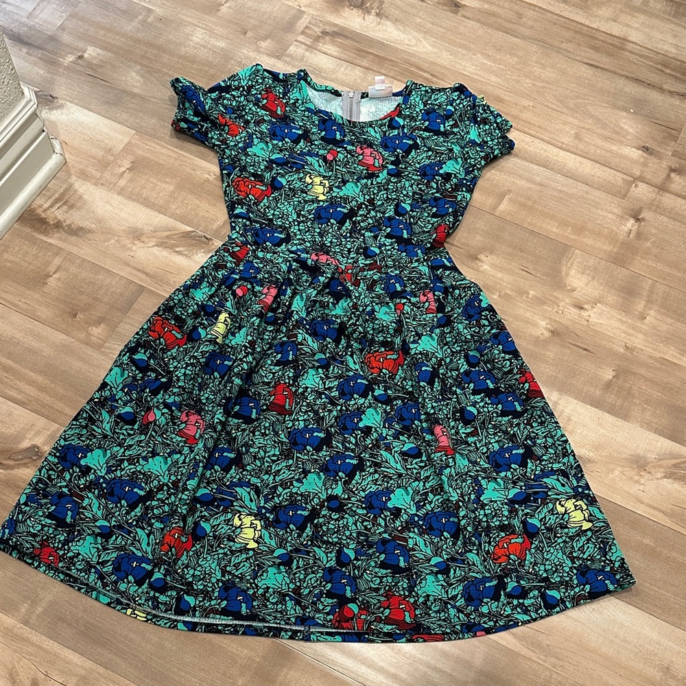 LuLaRoe Dress with Blue and Red Floral Pattern